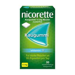 Abbildung: Nicorette Kaugummi 4 mg whitemint Kaugummi, 30 St PZN 07353629