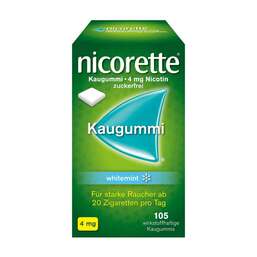 Abbildung: Nicorette Kaugummi 4 mg whitemint Kaugummi, 105 St PZN 07353635