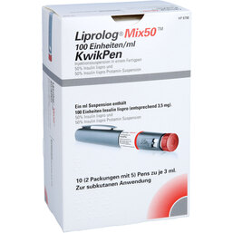 Abbildung: Liprolog Mix 50 100 E / ml Kwikpen Injektionssuspension 10X3 ml, Injektionssuspension PZN 07359796