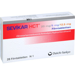 Abbildung: Sevikar HCT 20mg / 5mg / 12,5mg Filmtabletten 28 St, Filmtabletten PZN 07379391
