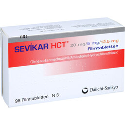 Abbildung: Sevikar HCT 20mg / 5mg / 12,5mg Filmtabletten 98 St, Filmtabletten PZN 07379422