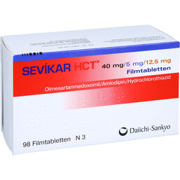 Abbildung: Sevikar HCT 40mg / 5mg / 12,5mg Filmtabletten 98 St, Filmtabletten PZN 07379474