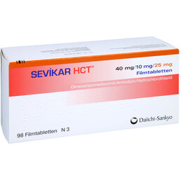Abbildung: Sevikar HCT 40mg / 10mg / 25mg Filmtabletten 98 St, Filmtabletten PZN 07379994