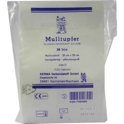 Abbildung: Mulltupfer 20x20cm pflaumengroß steril 30 St, Tupfer PZN 07380460
