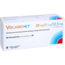 Abbildung: Vocado HCT 20 mg / 5 mg / 12,5 mg Filmtabletten 98 St, Filmtabletten PZN 07381821