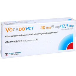 Abbildung: Vocado HCT 40 mg / 5 mg / 12,5 mg Filmtabletten 28 St, Filmtabletten PZN 07381838