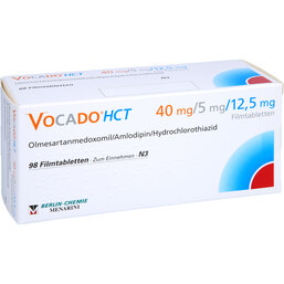 Abbildung: Vocado HCT 40 mg / 5 mg / 12,5 mg Filmtabletten 98 St, Filmtabletten PZN 07381927