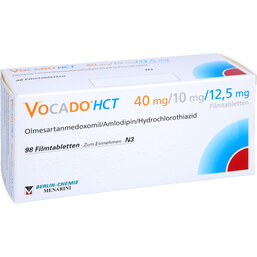 Abbildung: Vocado HCT 40 mg / 10 mg / 12,5 mg Filmtabletten 98 St, Filmtabletten PZN 07382074