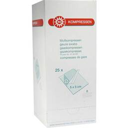 Abbildung: Mullkompressen 5x5cm 8-fach 25X5 St, Kompressen PZN 07385776