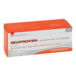 Abbildung: Ibuprofen Hemopharm 400 mg Filmtabletten Filmtabletten, 50 St PZN 07411048