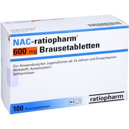 Abbildung: NAC ratiopharm 600 mg Brausetabletten 100 St, Brausetabletten PZN 07423287