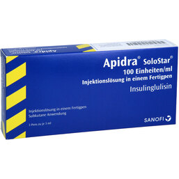 Abbildung: Apidra 100 E / ml Solostar Fertigpen 3X3 ml, Fertigspritzen PZN 07424401