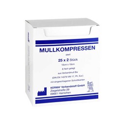 Abbildung: Mullkompressen 10x10 cm steril 8-fach BW 25X2 St, Kompressen PZN 07453609