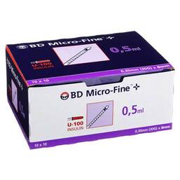 Abbildung: BD Micro-Fine + U 100 Ins.Spr. 8 mm 100X0.5 ml, Spritzen PZN 07468077