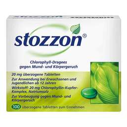 Abbildung: Stozzon Chlorophyll überzogene Tabletten 100 St, Überzogene Tabletten PZN 07474020