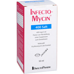 Abbildung: Infectomycin 400 Saft Pulver zur Herstellung einer Suspension zum Einnehmen 50 ml, Pulver zur Herstellung einer Suspension zum Einnehmen PZN 07507110