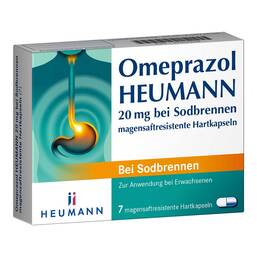 Abbildung: Omeprazol HEUMANN 20 mg bei Sodbrennen magensaftresistent Hartk. 7 St, Magensaftresistente Hartkapseln PZN 07516468