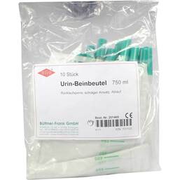 Abbildung: Urin Beinbeutel Rückl.Sp.mit Abl.schräg 750 ml 10 St, Beutel PZN 07517120