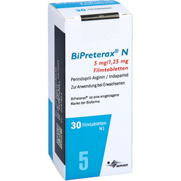 Abbildung: Bipreterax N 5 mg / 1,25 mg Filmtabletten 30 St, Filmtabletten PZN 07523043
