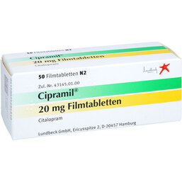 Abbildung: Cipramil 20 mg Filmtabletten 50 St, Filmtabletten PZN 07528431