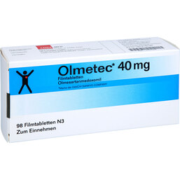 Abbildung: Olmetec 40 mg Filmtabletten 98 St, Filmtabletten PZN 07544269