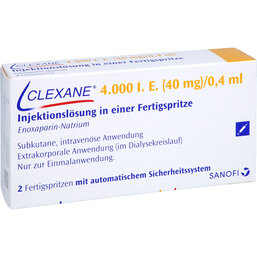 Abbildung: Clexane 40 mg 0,4 ml Injektionslösung in einer Fertigspritze mit Sicherheitssystem 2 St, Injektionslösung in einer Fertigspritze PZN 07549841
