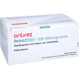 Abbildung: Onbrez Breezhaler 300 µg Hartkapseln mit Pulver z.Inhalation 3X30 St, Hartkapseln mit Pulver zur Inhalation PZN 07550063