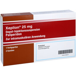 Abbildung: Xeplion 25 mg Depot-Injektionssuspension Fertigspritzen 1 St, Depot-Injektionssuspension PZN 07568241
