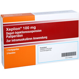 Abbildung: Xeplion 100 mg Depot-Injektionssuspension Fertigspritzen 1 St, Depot-Injektionssuspension PZN 07568689