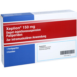 Abbildung: Xeplion 150 mg Depot-Injektionssuspension Fertigspritzen 1 St, Depot-Injektionssuspension PZN 07568778