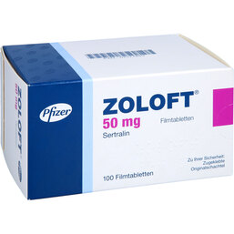 Abbildung: Zoloft 50 mg Filmtabletten 100 St, Filmtabletten PZN 07577843