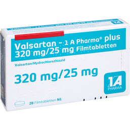 Abbildung: Valsartan 1A Pharma plus 320 / 25 mg Filmtabletten 28 St, Filmtabletten PZN 07581112
