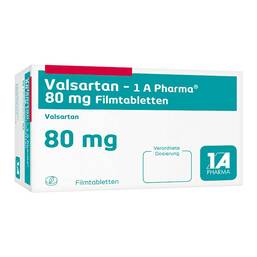 Abbildung: Valsartan 1A Pharma 80 mg Filmtabletten 28 St, Filmtabletten PZN 07581276