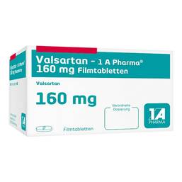 Abbildung: Valsartan 1A Pharma 160 mg Filmtabletten 28 St, Filmtabletten PZN 07581974