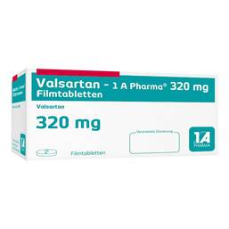 Abbildung: Valsartan 1A Pharma 320 mg Filmtabletten 28 St, Filmtabletten PZN 07582063