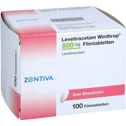 Abbildung: Levetiracetam Winthrop 500 mg Filmtabletten 100 St, Filmtabletten PZN 07585624