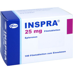 Abbildung: Inspra 25 mg Filmtabletten 100 St, Filmtabletten PZN 07586799