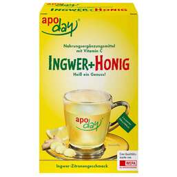 Abbildung: Apoday Ingwer + Honig + Vitamin C Pulver Pulver, 10X10 g PZN 07588249