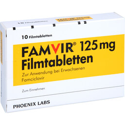 Abbildung: Famvir 125 mg Filmtabletten 10 St, Filmtabletten PZN 07599193