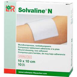 Abbildung: Solvaline N 10x10 cm steril Kompressen 10 St, Kompressen PZN 07600766