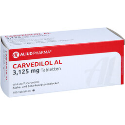 Abbildung: Carvedilol AL 3,125 mg Tabletten 100 St, Tabletten PZN 07601843