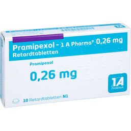 Abbildung: Pramipexol 1A Pharma 0,26 mg Retardtabletten 10 St, Retard-Tabletten PZN 07604209