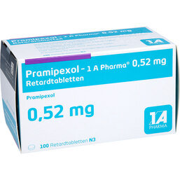 Abbildung: Pramipexol 1A Pharma 0,52 mg Retardtabletten 100 St, Retard-Tabletten PZN 07604250