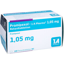 Abbildung: Pramipexol 1A Pharma 1,05 mg Retardtabletten 100 St, Retard-Tabletten PZN 07604296