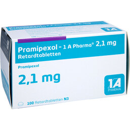 Abbildung: Pramipexol 1A Pharma 2,1 mg Retardtabletten 100 St, Retard-Tabletten PZN 07604362