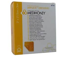 Abbildung: Medihoney Apinate med.Honig Alginatverband 5x5cm 10 St, Verband PZN 07617761