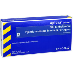 Abbildung: Apidra 100 I.E. / ml Solostar Fertigspritzen 5X3 ml, Injektionslösung in einem Fertigpen PZN 07620591