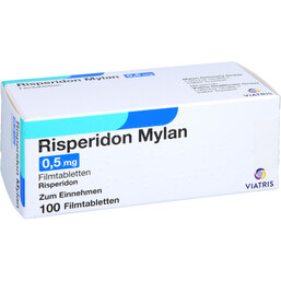 Abbildung: Risperidon Mylan 0,5 mg Filmtabletten 100 St, Filmtabletten PZN 07621515