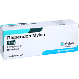 Abbildung: Risperidon Mylan 1 mg Filmtabletten 50 St, Filmtabletten PZN 07621538