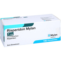 Abbildung: Risperidon Mylan 1 mg Filmtabletten 100 St, Filmtabletten PZN 07621780